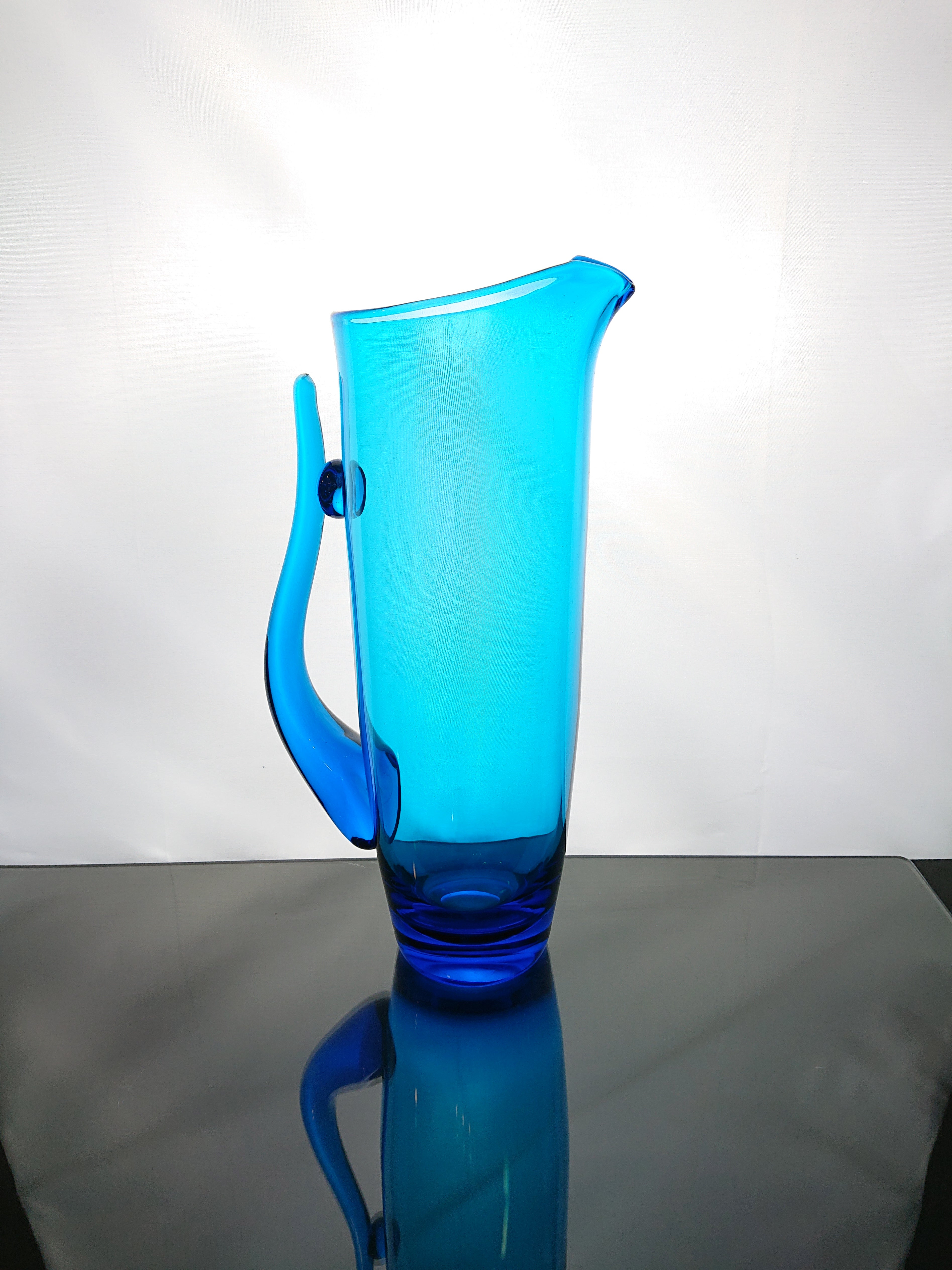 Blue Blown Glass Pitcher