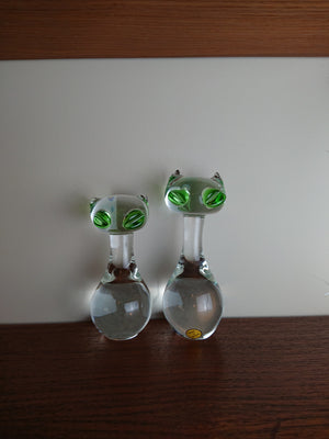 Swedish Glass Cats with Green Eyes