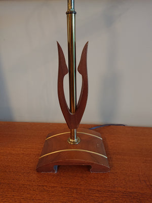 Sculptural Wood & Brass Desk Lamp