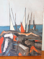 Stylized boats Acrylic on Canvas by Jean Richards