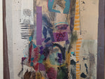 Burgundy Mixed Media Collage signed by J.Vresen, 1966.