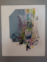 Grey Mixed Media Collage signed by J.Vresen, 1966.