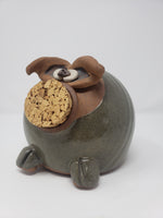 Mid Century Cork Nosed Pottery Piggy Bank - Signed