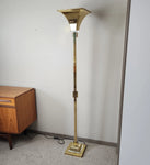 Lucite & Brass Torchiere Floor Lamp